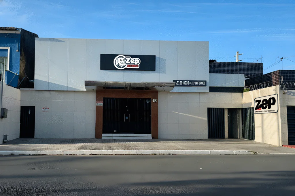 Fachada da fábrica e loja própria da Zep Uniformes em Fortaleza-CE